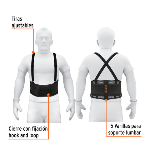 Faja lumbar de malla transpirable, talla M, Truper | FAJA-MV | 11965