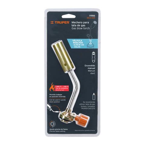 Mechero para lata de gas con válvula roscada, TRUPER | MECH-65R | 11986