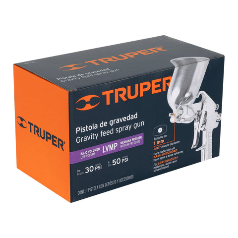 Pistola para pintar LVMP vaso aluminio, 1 mm, TRUPER | PIPI-411 | 11989