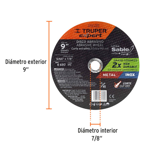 Disco Tipo 41 de 9' x 2 mm corte fino de metal, Expert | DICOF-9020X | 11999