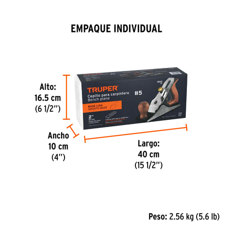 Cepillo para carpintero #5 base lisa, Truper | 5L | 12012