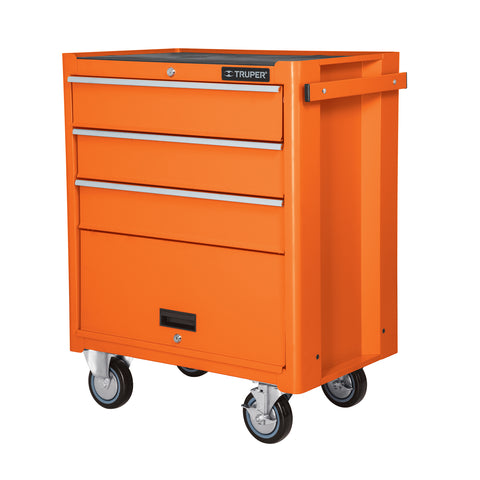 Gabinete metálico móvil, 4 cajones, capacidad 90 kg, Truper | GAMO-4090 | 12066