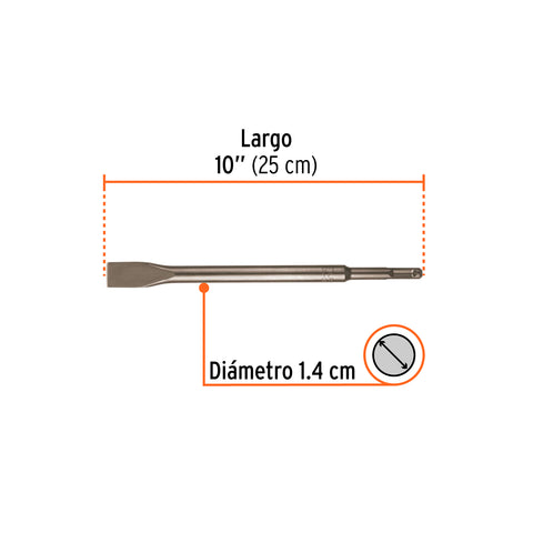 Cincel plano delgado SDS Plus 3/4' x 10', Truper | SDS-C1 | 12096