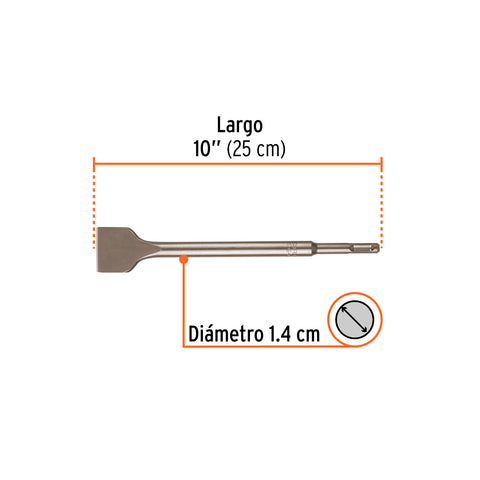 Cincel plano grueso SDS Plus 1-1/2' x 10', Truper | SDS-C2 | 12097