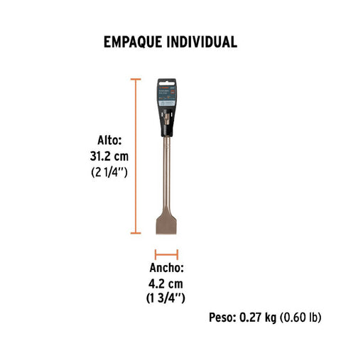 Cincel plano grueso SDS Plus 1-1/2' x 10', Truper | SDS-C2 | 12097