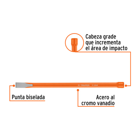 Cincel de corte frío de 3/8 X 8', Truper | C-3/8X8 | 12109