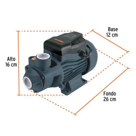 Bomba periférica 1/2HP, altura máx 40m, uso agrícola, TRUPER | BOAP-1/2A2 | 12111