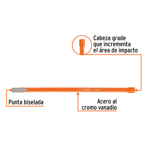 Cincel de corte frío de 3/8 X 10', Truper | C-3/8X10 | 12112