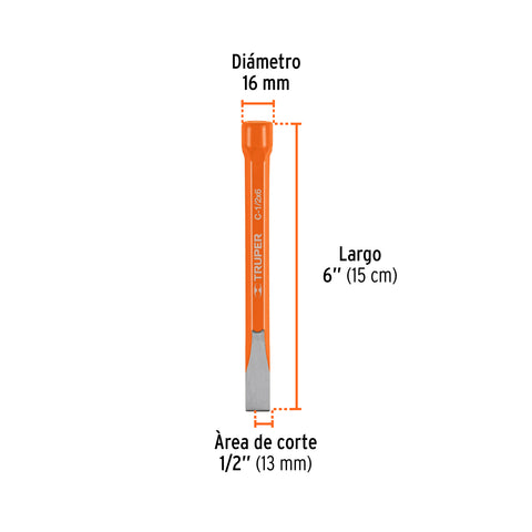 Cincel de corte frío de 1/2 X 6', Truper | C-1/2X6 | 12115