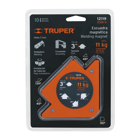 Escuadra magnética p/soldar, 3', capacidad 11 kg, TRUPER | ESM-3 | 12119