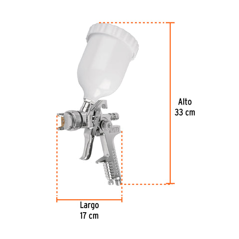 Pistola p/pintar gravedad HVLP vaso plástico, 1.4 mm, Truper | PIPI-440 | 12128
