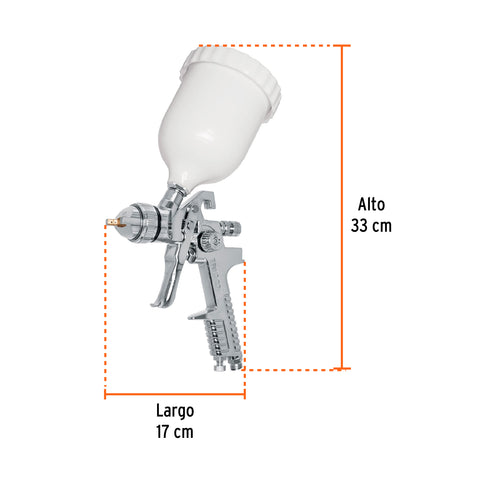 Pistola p/pintar gravedad HVLP vaso plástico, 1.7 mm, Truper | PIPI-441 | 12129