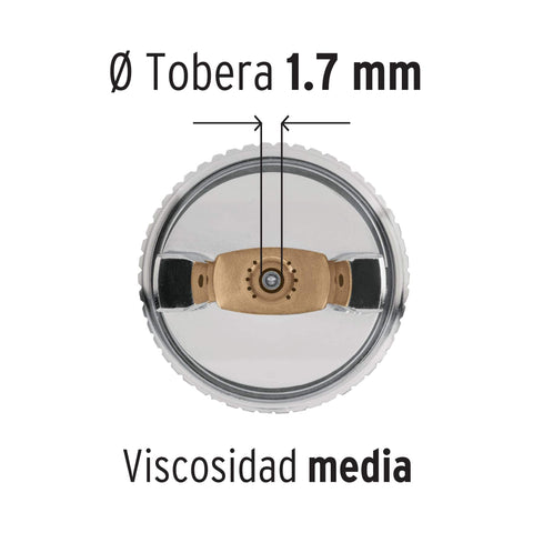 Pistola p/pintar gravedad HVLP vaso plástico, 1.7 mm, Truper | PIPI-441 | 12129