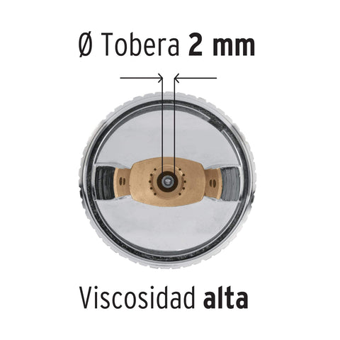 Pistola p/pintar gravedad HVLP vaso plástico, 2 mm, Truper | PIPI-442 | 12131