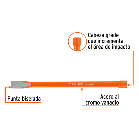 Cincel de corte frío de 5/8 X 10', Truper | C-5/8X10 | 12133
