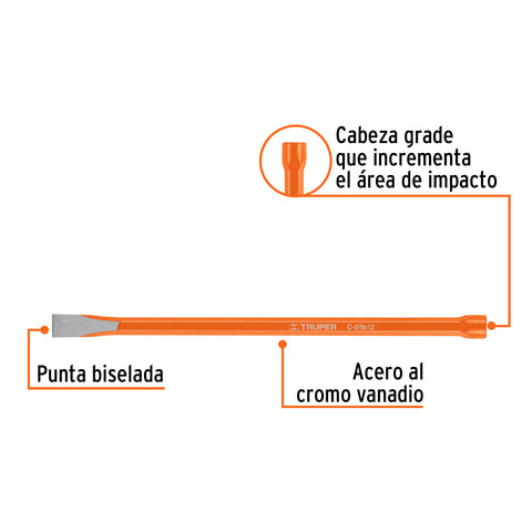 Cincel de corte frío de 5/8 X 12', Truper | C-5/8X12 | 12136