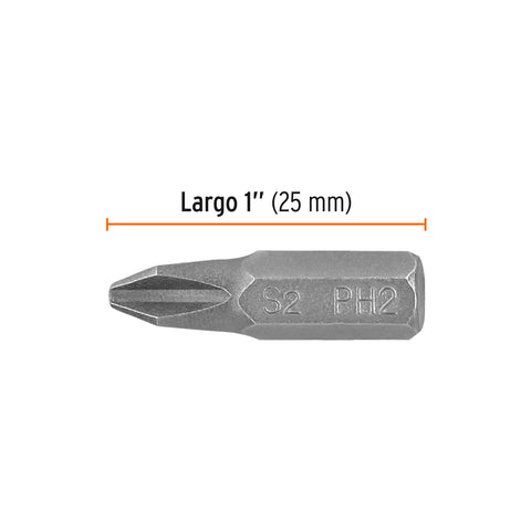 Estuche con 5 puntas de cruz PH2 largo 1', Truper Expert | PUDE-1102 | 12141