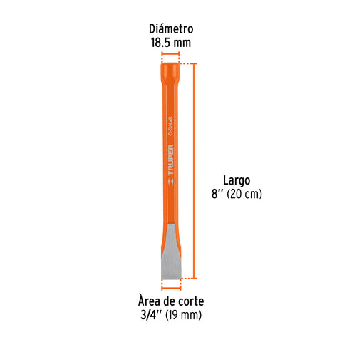 Cincel de corte frío de 3/4 X 8', Truper | C-3/4X8 | 12142