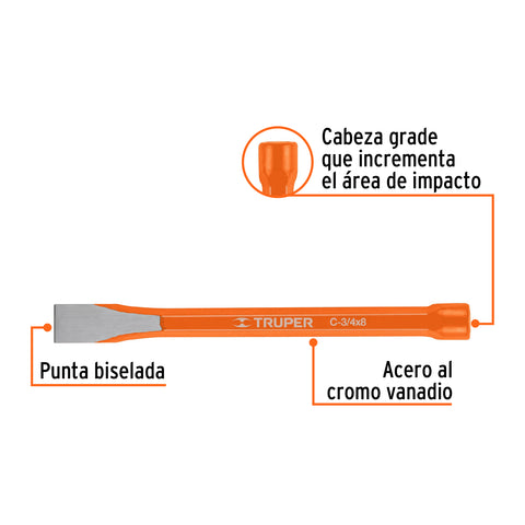 Cincel de corte frío de 3/4 X 8', Truper | C-3/4X8 | 12142