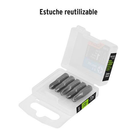 Estuche con 5 puntas de cruz PH3 largo 1', Truper Expert | PUDE-1103 | 12143