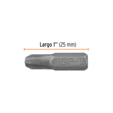 Estuche con 5 puntas de cruz PH3 largo 1', Truper Expert | PUDE-1103 | 12143
