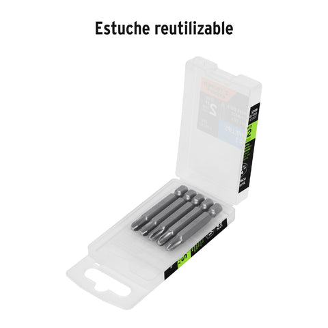 Estuche con 5 puntas de cruz PH3 largo 2', Truper Expert | PUDE-1203 | 12149