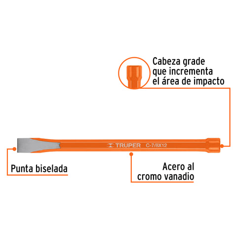 Cincel de corte frío de 7/8 X 12', Truper | C-7/8X12 | 12157