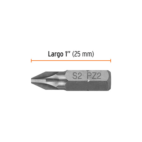 Estuche con 5 puntas pozidriv PZ2 largo 1', Truper Expert | PUDE-2102 | 12158
