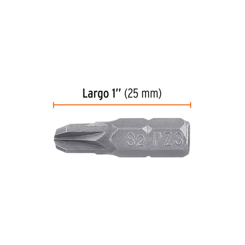 Estuche con 5 puntas pozidriv PZ3 largo 1', Truper Expert | PUDE-2103 | 12159