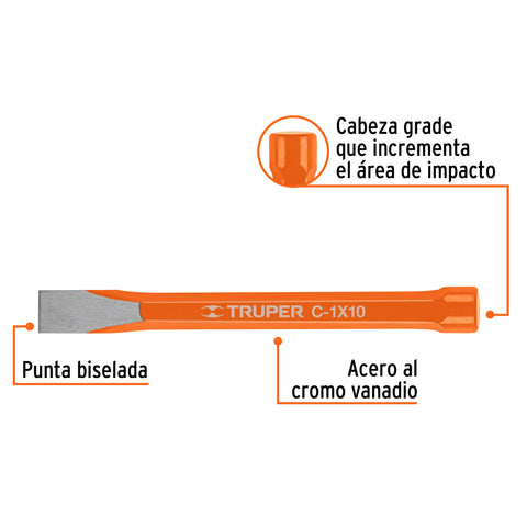 Cincel de corte frío de 1 X 10', Truper | C-1X10 | 12163