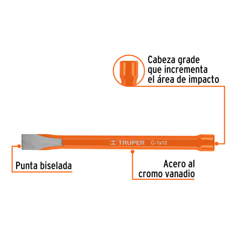 Cincel de corte frío de 1 X 12', Truper | C-1X12 | 12166