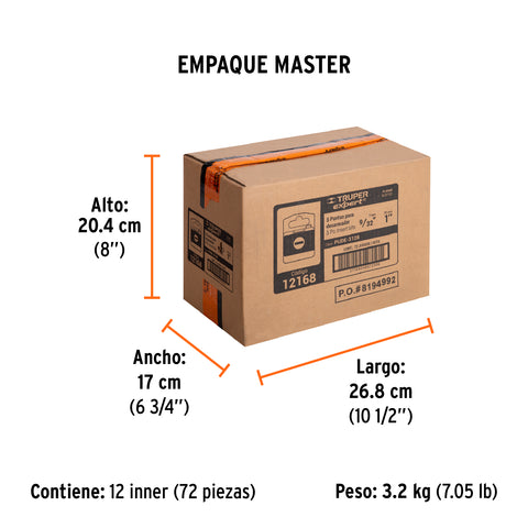 Estuche con 5 puntas planas de 9/32' largo 1', Truper Expert | PUDE-3128 | 12168