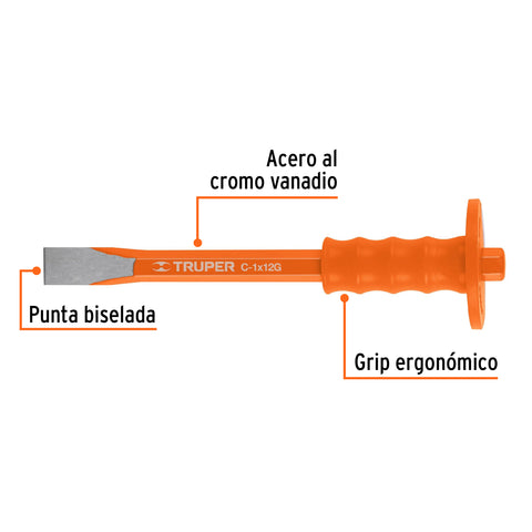Cincel de corte frío 1 X 12' con grip, Truper | C-1X12G | 12181