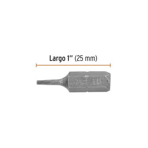 Estuche con 5 puntas torx T6 largo 1', Truper Expert | PUDE-5106 | 12186