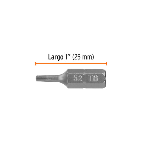Estuche con 5 puntas torx T8 largo 1', Truper Expert | PUDE-5108 | 12192