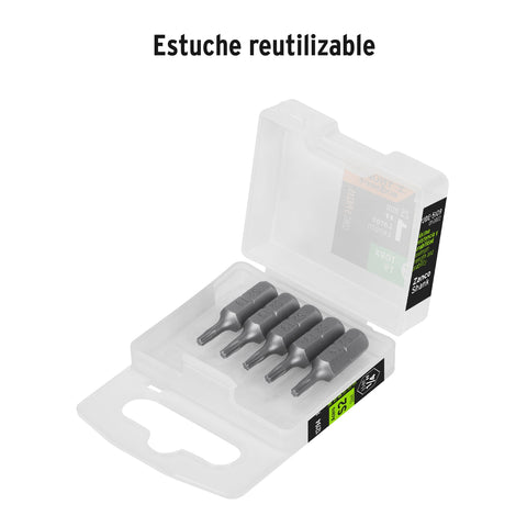 Estuche con 5 puntas torx T9 largo 1', Truper Expert | PUDE-5109 | 12194