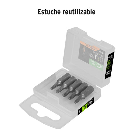 Estuche con 5 puntas torx T15 largo 1', Truper Expert | PUDE-5115 | 12198
