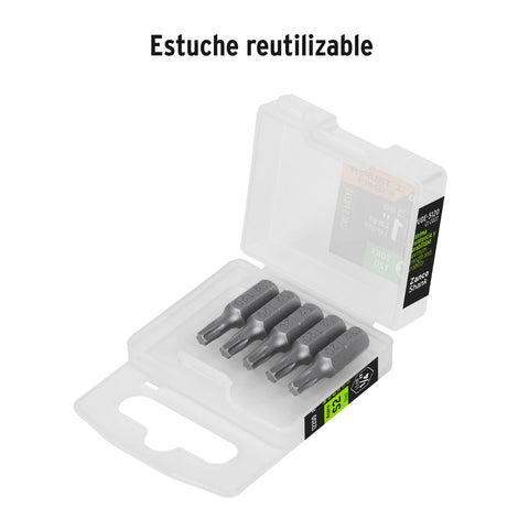 Estuche con 5 puntas torx T20 largo 1', Truper Expert | PUDE-5120 | 12200