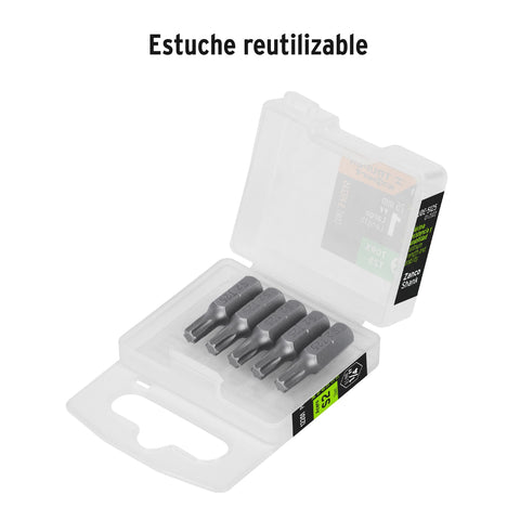 Estuche con 5 puntas torx T25 largo 1', Truper Expert | PUDE-5125 | 12201