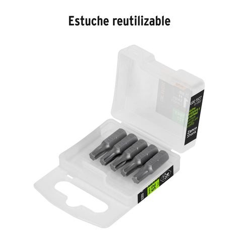 Estuche con 5 puntas torx T27 largo 1', Truper Expert | PUDE-5127 | 12203