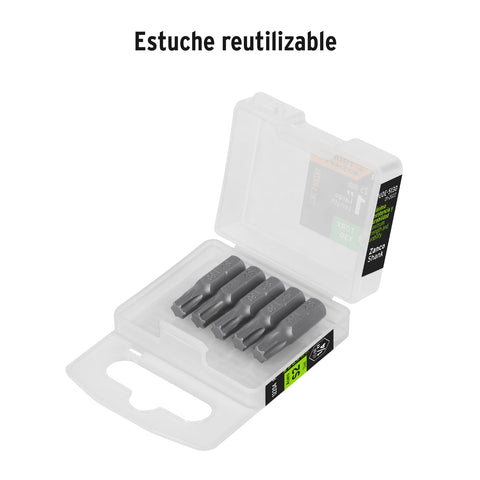 Estuche con 5 puntas torx T30 largo 1', Truper Expert | PUDE-5130 | 12204