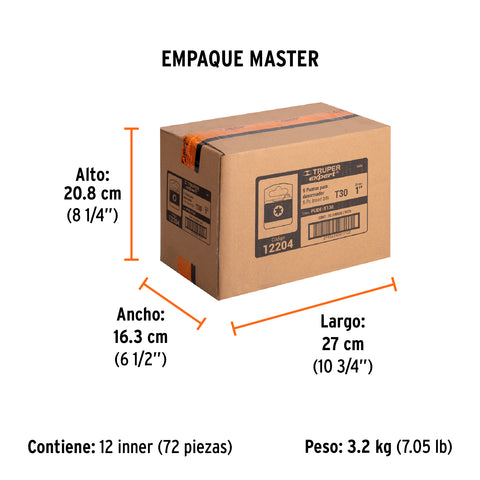 Estuche con 5 puntas torx T30 largo 1', Truper Expert | PUDE-5130 | 12204