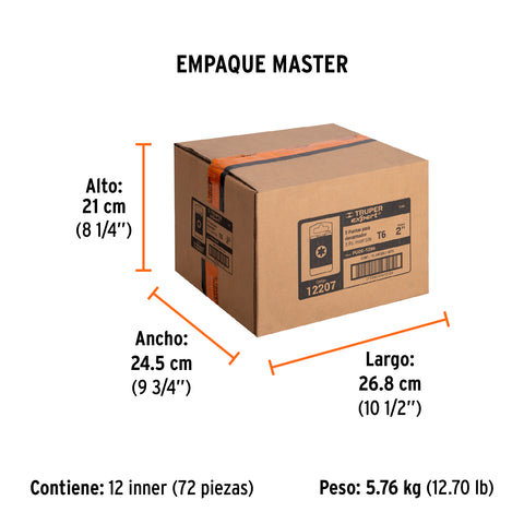 Estuche con 5 puntas torx T6 largo 2', Truper Expert | PUDE-5206 | 12207