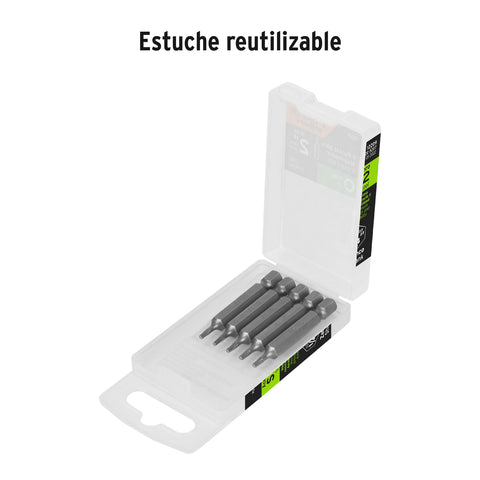 Estuche con 5 puntas torx T7 largo 2', Truper Expert | PUDE-5207 | 12209