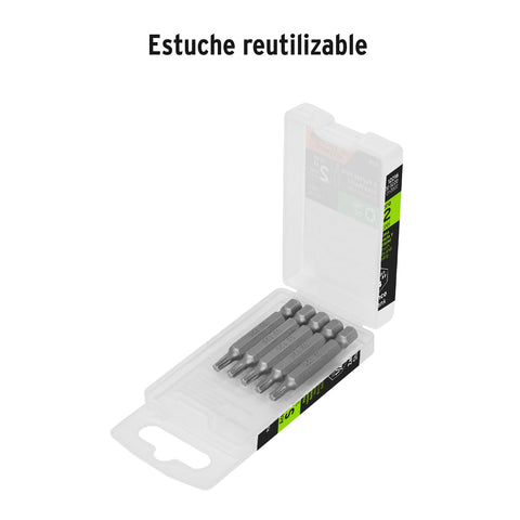 Estuche con 5 puntas torx T20 largo 2', Truper Expert | PUDE-5220 | 12216