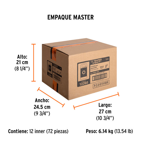 Estuche con 5 puntas torx T27 largo 2', Truper Expert | PUDE-5227 | 12260