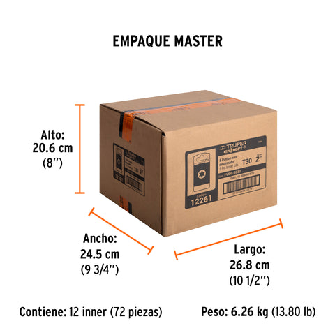 Estuche con 5 puntas torx T30 largo 2', Truper Expert | PUDE-5230 | 12261