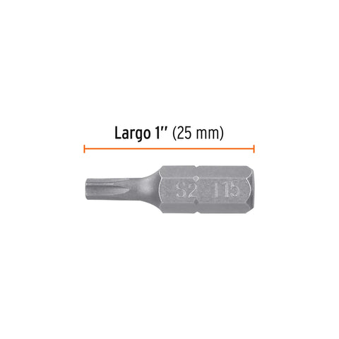 Estuche con 5 puntas torx T15 con seguro largo 1', Expert | PUDE-6115 | 12264