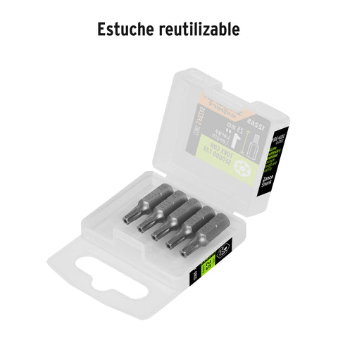 Estuche con 5 puntas torx T20 con seguro largo 1', Expert | PUDE-6120 | 12265