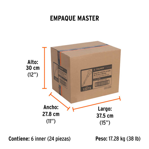 Cincel de corte frío 1 x 10' con grip, Truper | C-1X10G | 12273